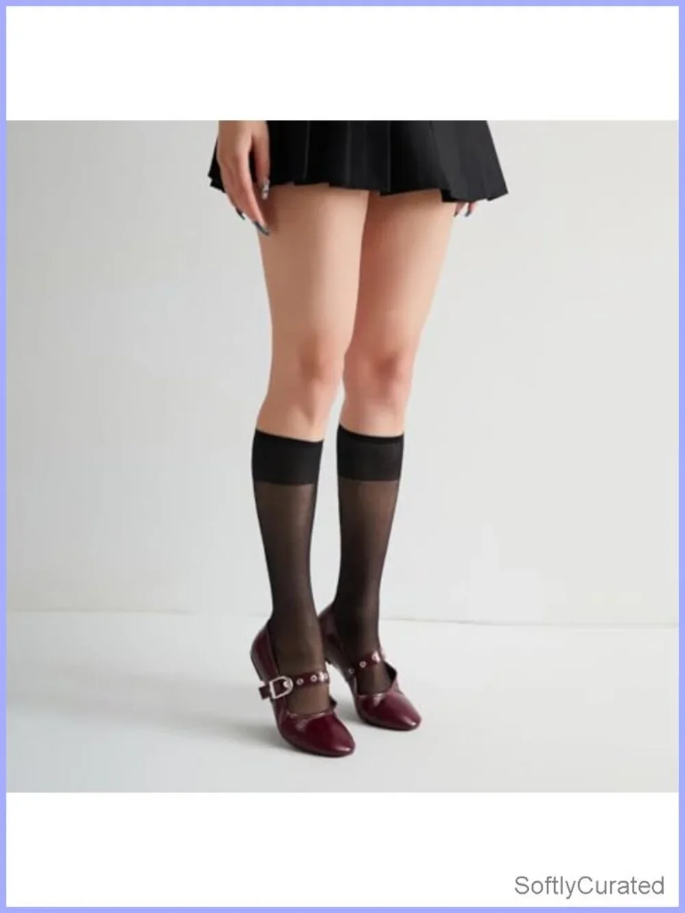 Faux Leather Mary Jane Ballet Flats - Lace Mesh Buckle Round Toe Comfortable